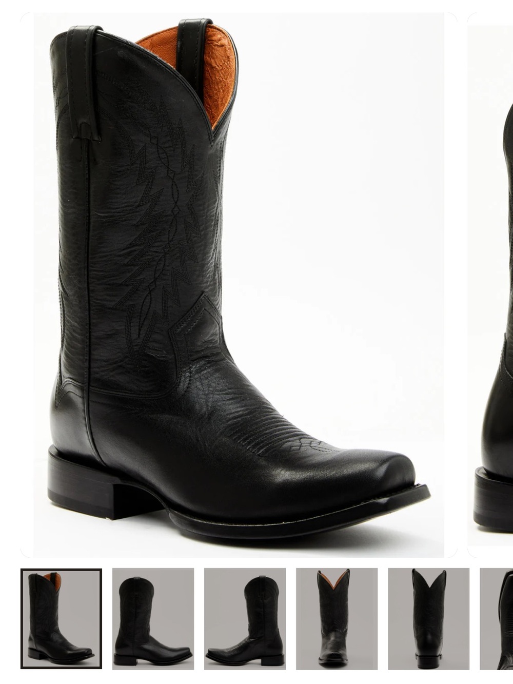Men's Black Leather Western Cowboy Boots - Classic Pull-On